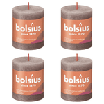 Bolsius Candele Rustiche a Colonna Shine 4 pz 80x68 mm Rosa Nebbia