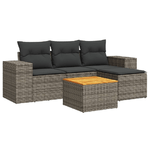 vidaXL Set Divano da Giardino 5 pz con Cuscini Grigio in Polyrattan