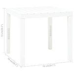 vidaXL Tavolo da Giardino Bianco 78x78x72 cm in Plastica