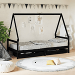 vidaXL Giroletto Bambini con Cassetti Nero 80x200cm Massello di Pino