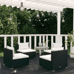 Set Divani da Giardino 4 pz con Cuscini in Polyrattan Nero