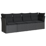 vidaXL Set Divani da Giardino 4 pz con Cuscini Nero in Polyrattan