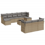 vidaXL Set Divano da Giardino 10 pz con Cuscini Beige in Polyrattan