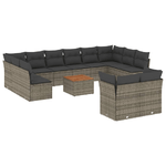 vidaXL Set Divani da Giardino 13 pz con Cuscini Grigio in Polyrattan