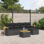 vidaXL Set Divano da Giardino 6 pz con Cuscini Nero in Polyrattan