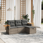 vidaXL Set Divani da Giardino 4 pz con Cuscini in Polyrattan Grigio