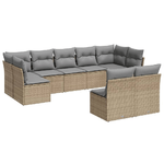 vidaXL Set Divano da Giardino 9 pz con Cuscini Beige in Polyrattan