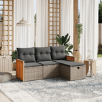 vidaXL Set Divani da Giardino 4 pz con Cuscini in Polyrattan Grigio