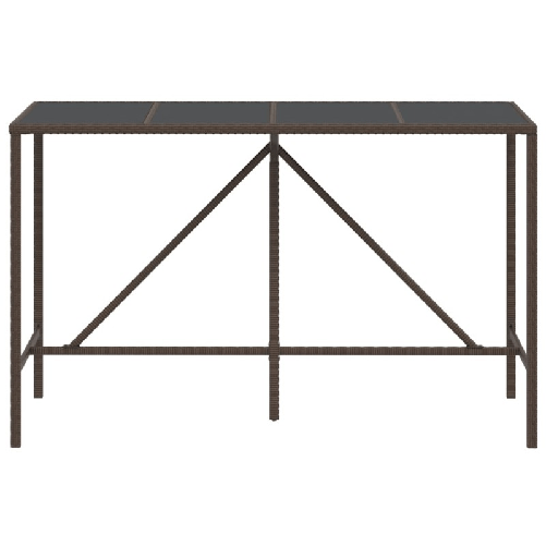 Tavolo Bar con Piano in Vetro Marrone 180x70x110 cm Polyrattan