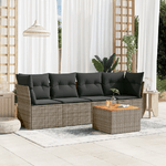 vidaXL Set Divano da Giardino 5 pz con Cuscini Grigio in Polyrattan