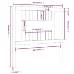 Testiera per Letto 96x4x100 cm in Legno Massello di Pino