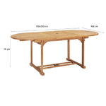 vidaXL Tavolo da Pranzo Allungabile 150-200x100x75 cm Massello di Teak