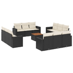 vidaXL Set Divani da Giardino 13pz con Cuscini Nero in Polyrattan