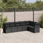 vidaXL Set Divani da Giardino con Cuscini 7pz Nero Polyrattan