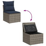 vidaXL Set Divani da Giardino 13 pz con Cuscini Grigio in Polyrattan