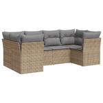 vidaXL Set Divano da Giardino 6 pz con Cuscini Beige in Polyrattan