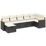 vidaXL Set Divani da Giardino con Cuscini 7pz Nero Polyrattan