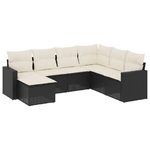 vidaXL Set Divani da Giardino con Cuscini 7pz Nero Polyrattan