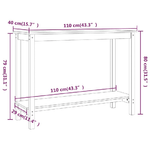 Tavolo Consolle Bianco 110x40x80 cm in Legno Massello di Pino