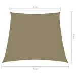 vidaXL Parasole a Vela in Tela Oxford a Trapezio 4/5x4 m Beige