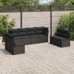 vidaXL Set Divani da Giardino con Cuscini 8 pz Nero in Polyrattan