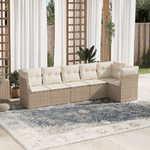 vidaXL Set Divano da Giardino 6 pz con Cuscini Beige in Polyrattan