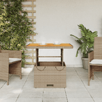 vidaXL Tavolo da Giardino Beige 80x80x71cm Polyrattan e Legno Acacia