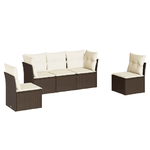 vidaXL Set Divano da Giardino 5 pz con Cuscini Marrone in Polyrattan