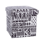 Pouf Contenitore Nairobi in Similpelle 36x36cm-H36cm Bianco-Nero