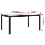 vidaXL Tavolo Giardino 150x90x75 cm Vetro Temperato e Polyrattan Nero