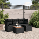 vidaXL Set Divani da Giardino 5 pz con Cuscini in Polyrattan Nero