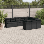 vidaXL Set Divani da Giardino 10pz con Cuscini in Polyrattan Nero