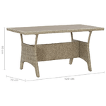 vidaXL Tavolo da Giardino Grigio 120x70x66 cm in Polyrattan