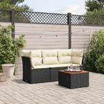 vidaXL Set Divani da Giardino 4 pz con Cuscini Nero in Polyrattan