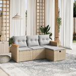 vidaXL Set Divano da Giardino 4 pz con Cuscini Beige Misto Polyrattan