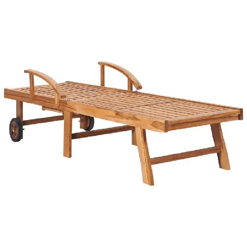 vidaXL Lettini Prendisole 2 pz con Tavolo e Cuscino Massello di Teak