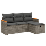 vidaXL Set Divani da Giardino 4 pz con Cuscini in Polyrattan Grigio