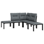 vidaXL Set Salotto da Giardino 5 pz Nero e Grigio in Polyrattan