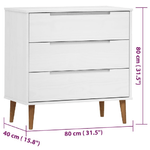 vidaXL Cassettiera MOLDE Bianca 80x40x80 cm in Legno Massello di Pino