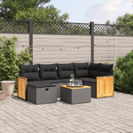 vidaXL Set Divani da Giardino con Cuscini 7pz Nero Polyrattan