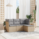 vidaXL Set Divano da Giardino 4 pz con Cuscini Beige in Polyrattan