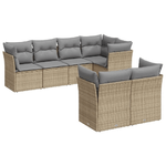 vidaXL Set Divani da Giardino 7 pz con Cuscini Beige in Polyrattan