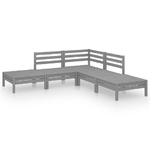 vidaXL Set Salotto da Giardino 5 pz in Legno Massello di Pino Grigio