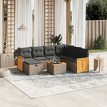 vidaXL Set Divano da Giardino 8 pz con Cuscini Grigio in Polyrattan