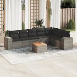 vidaXL Set Divano da Giardino 8 pz con Cuscini Grigio in Polyrattan