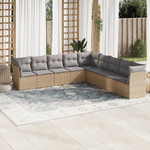 vidaXL Set Divano da Giardino 9 pz con Cuscini Beige in Polyrattan