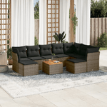 vidaXL Set Divano da Giardino 10 pz con Cuscini Grigio in Polyrattan