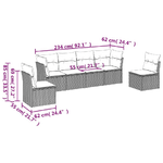 vidaXL Set Divano da Giardino 6 pz con Cuscini Grigio in Polyrattan