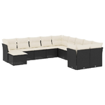 vidaXL Set Divani da Giardino 11 pz con Cuscini in Polyrattan Nero