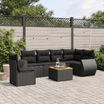 vidaXL Set Divani da Giardino con Cuscini 7pz Nero Polyrattan